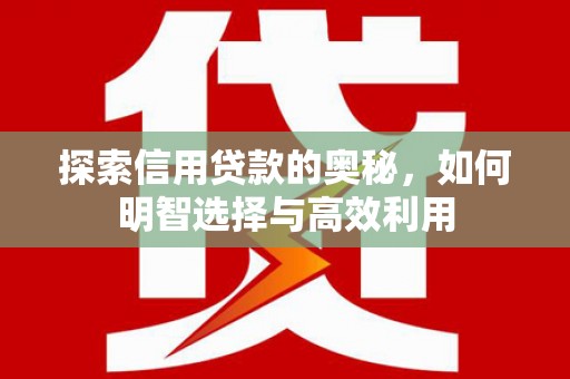 佛坪探索信用贷款的奥秘，如何明智选择与高效利用
