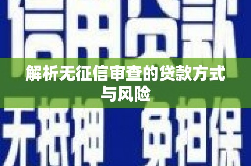 四川解析无征信审查的贷款方式与风险